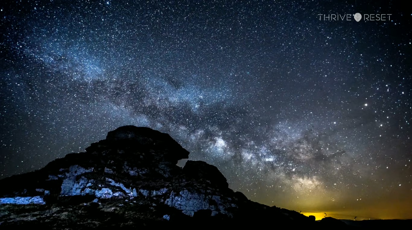 The night sky filled with stars